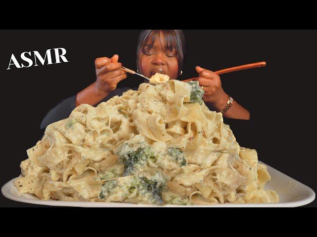 ASMR ALFREDO CREAMY CHEESY PASTA MUKBANG (NO Talking) |Slurpy Sticky Eating Sounds