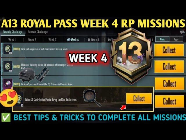 A13 Week 4 Mission |Season c8s24 (Week 4) RP Missions|Bgmi Week4 Rp Mission|A13 Royal Pass|PUBGM