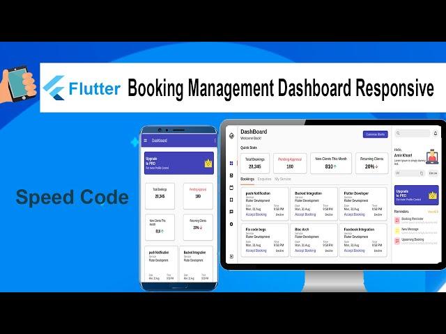 flutter booking management dashboard Responsive (web,mobile,tablet) | speed code