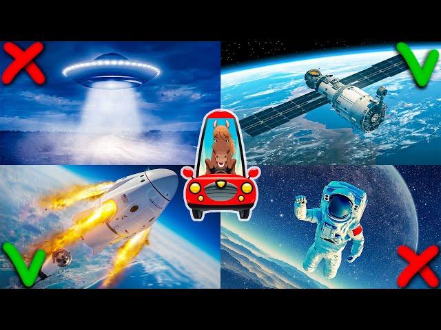 Space transport for children. Educational video about space for kids