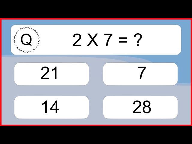 20 Multiplication Quiz Exercises for Kids