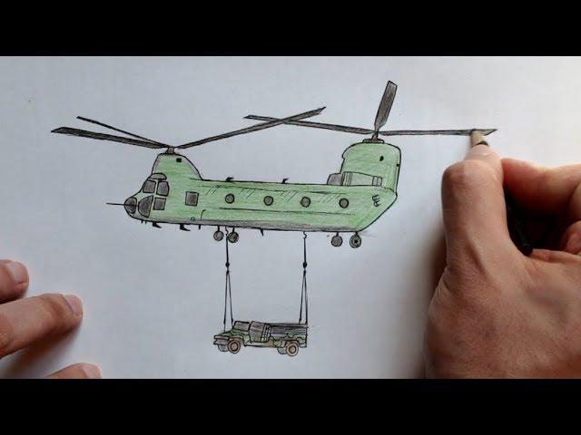 Как нарисовать Военный Вертолет(Ehedov Elnur) Step by Step How to Draw a Military Helicopter