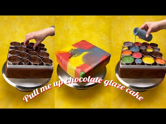 Pull me up chocolate rainbow glaze cake - Tiktok Foodiebeats Cake - Rainbow chocolate cake