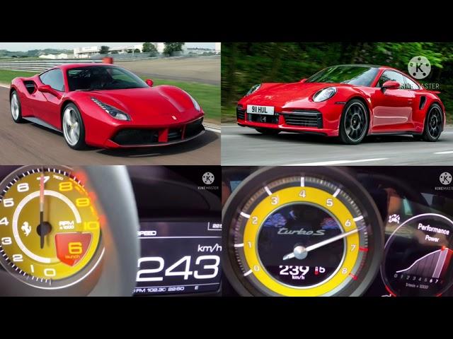 Ferrari 488 GTB vs Porsche 911 992 Turbo S 100-300 kmh race