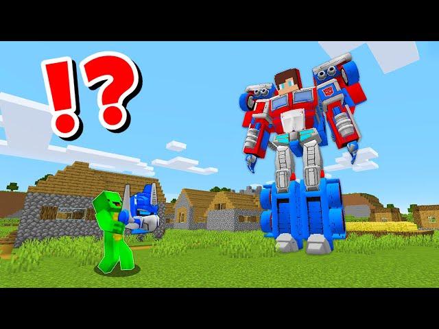 JJ and Mikey in OPTIMUS PRIME Transformers CHALLENGE in Minecraft / Maizen Minecraft