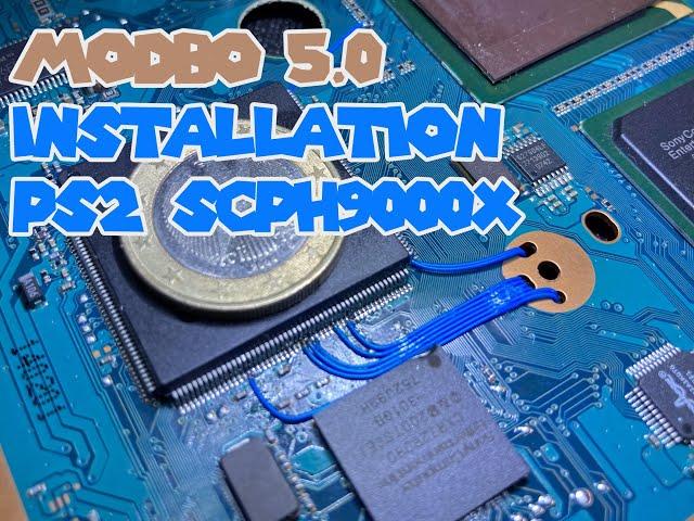 Modchip installation short wire management on PS2 Slim SCPH9xxxx (SCPH90004) v18 - Modbo 4.0/5.0