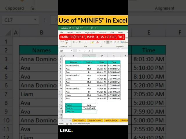 Excel Pro Trick: Calculate Employees First In and Last Out in #msexcel