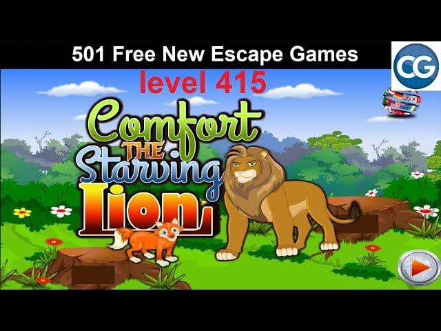 [Walkthrough] 501 Free New Escape Games level 415 - Comfort the starving lion - Complete Game