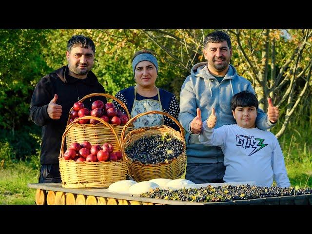 Simple Life in Azerbaijani Villages: Harvesting Red Apples and Enjoying Peaceful Living