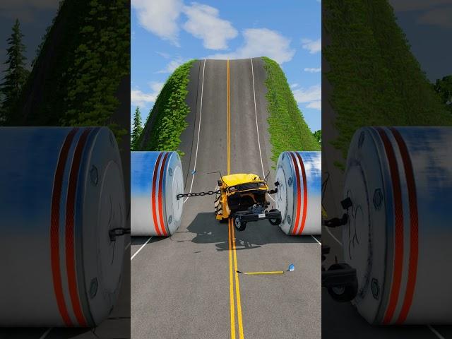 School bus VS Chain | Beamng.Drive  #beamngdrive #beamngaccidents #automobile #shorts