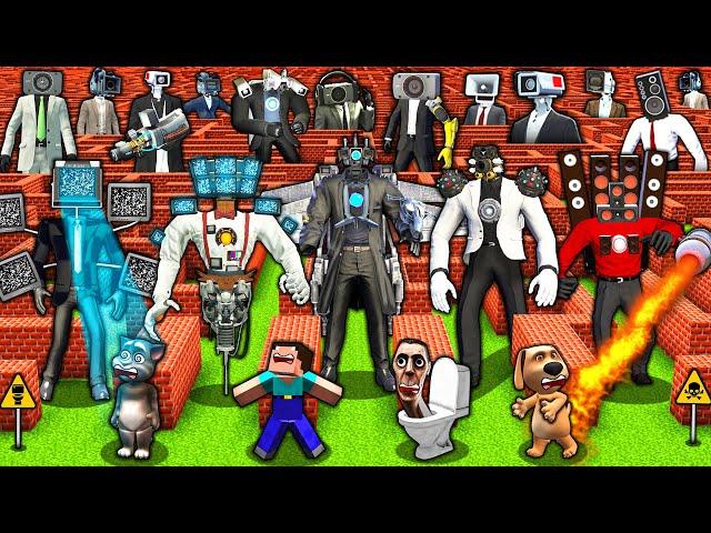 SURVIVAL MAZE of CAMERA & SPEAKER & TV MAN TITAN BOSSES vs SKIBIDI TOILET in MINECRAFT animation