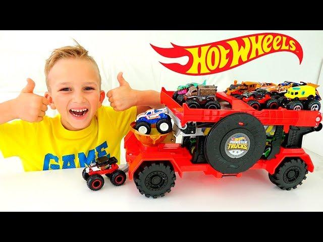 Vlad and Nikita play with Hot Wheels Monster Trucks