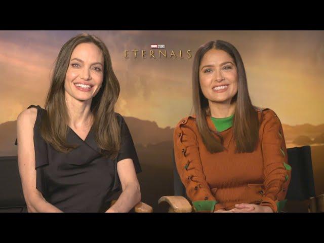 Eternals Stars Angelina Jolie and Salma Hayek on 'Soul Sister' Bond Over Motherhood (Exclusive)