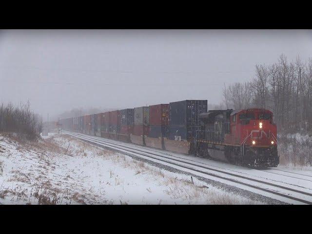 CN Train Spotting HD: CN 8909 & DPU 8948 Q191 With Perfect K5LLA At Lindbrook AB 2/7 1/26/18