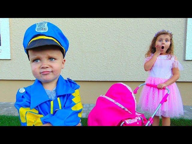 Milana pretend play police and funny story for kids