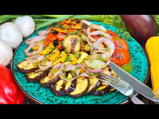 Grilled vegetables with delicious restaurant dressing