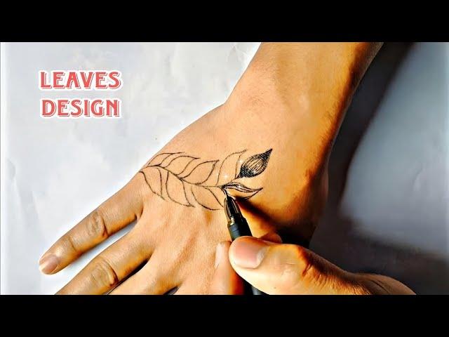 Leaves design tattoo with pen