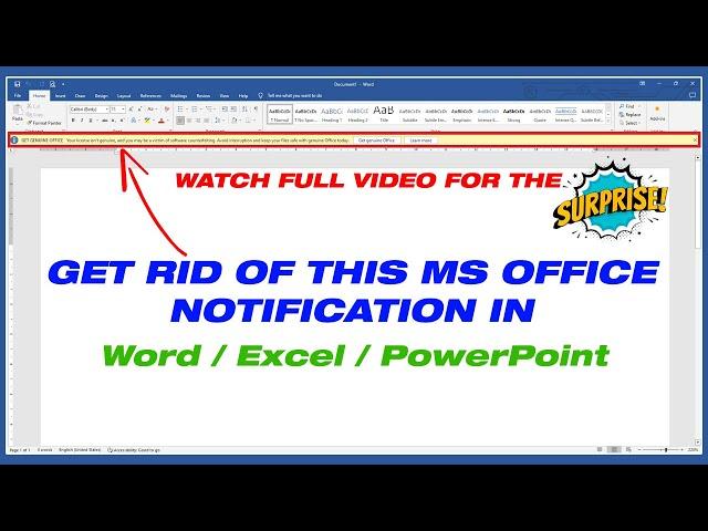 Easily Remove 'Get Genuine Office' Notification