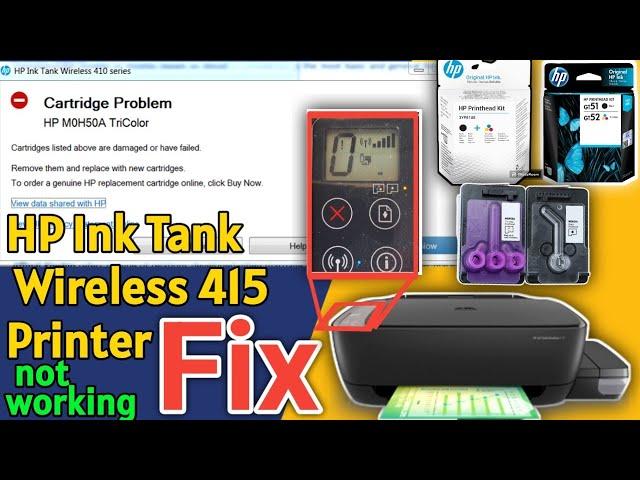 HP Ink Tank Wireless 415 Printer: How to Fix Printhead Cartridge Problems and Replace Printheads.