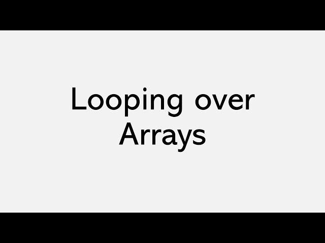 Looping over Array