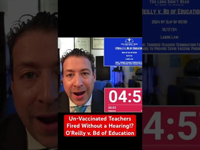 Un-Vaccinated Teachers Fired Without a Hearing!? O'Reilly v. Bd of Education