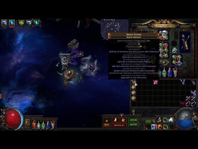 Path of Exile - Using the Awakener Orb to craft an Intelligence Stacking Amulet