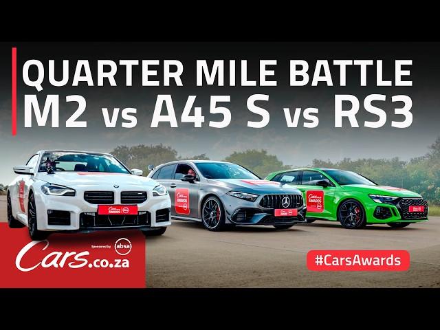 M2 vs RS3 vs A45 S - #CarsAwards Quarter-mile shootout!