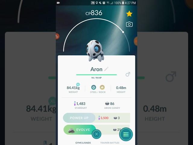 Aron Evolved Into Lairon On Pokemon Go