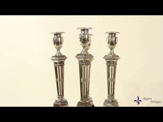 Antique Set Silver Plated Candlesticks by James Dixon & Sons