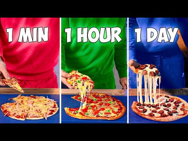 1 minute vs 1 hour vs 1 day pizza