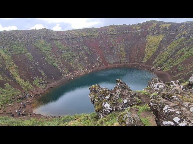 Kerið Crater, hike around the lake in the bottom of the crater.