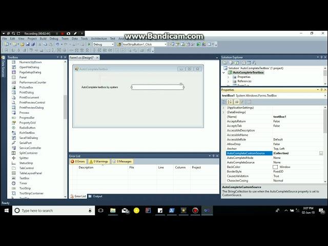 C# Tutorials - AutoComplete TextBox