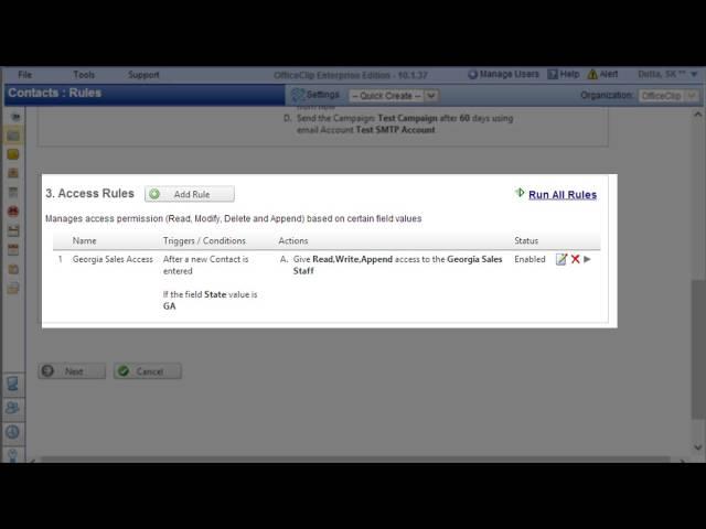 How to create access rules in CRM : OfficeClip