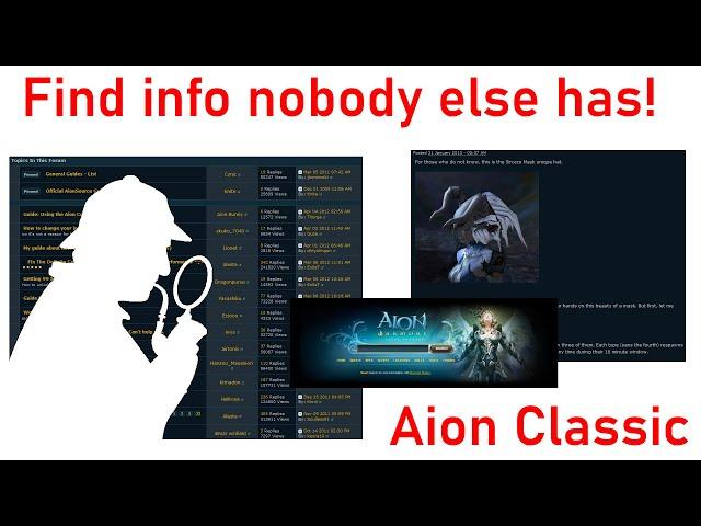 A guide to dive in the past - Unearthing info about Items, Mobs, Quests in Aion Classic
