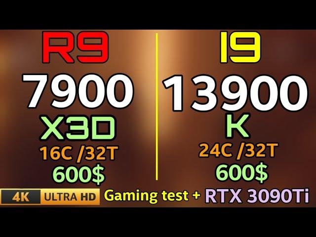 7900X3D VS I9 13900K 4K GAMING BENCHMARKS + RTX 3090TI the best high end gaming processor in 2023