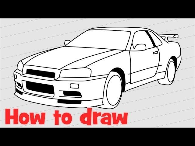 Drawing a car Nissan Skyline GTR R34