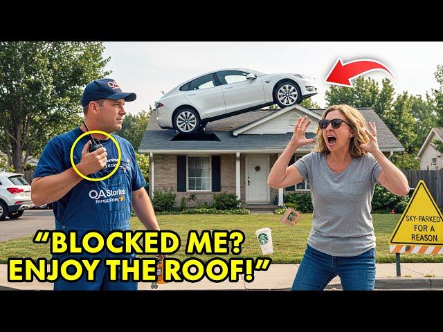 HOA Karen Blocked My Garage With Her Tesla - So I Forklifted It Onto Her Roof for a Week