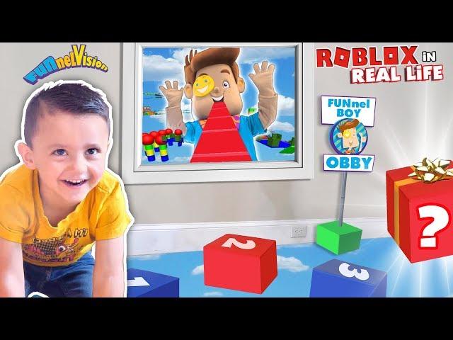 Shawn's ROBLOX OBBY in REAL LIFE!  FUNnel BOY OBSTACLE COURSE by FV Family