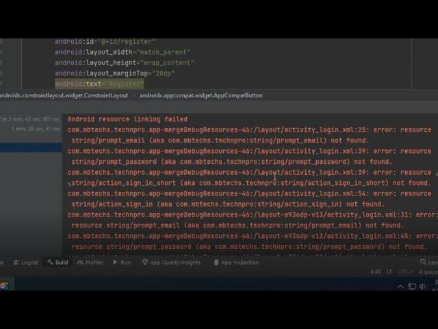 Android resource linking failed error in android studio