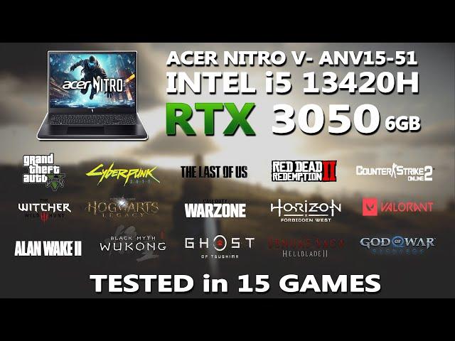 NEW ACER NITRO V- i5 13420H + RTX 3050 6GB Gaming Benchmark Test | Tested in 15 Games | RTX 3050 |