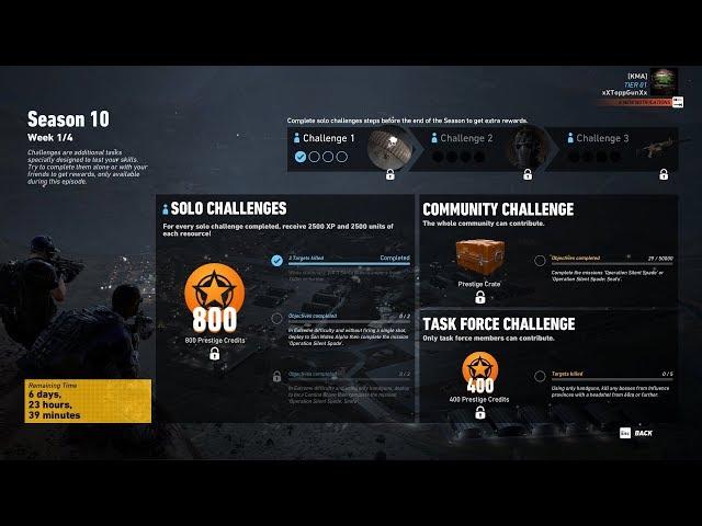 Season 10 Week 1 Solo Challenge 1 - Ghost Recon Wildlands