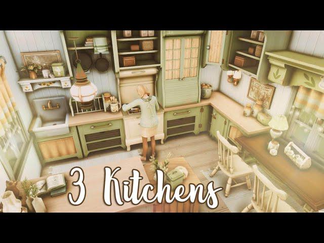 Building 3 Kitchens with the Country Kitchen Kit || The Sims 4 || Speedbuild with Ambience