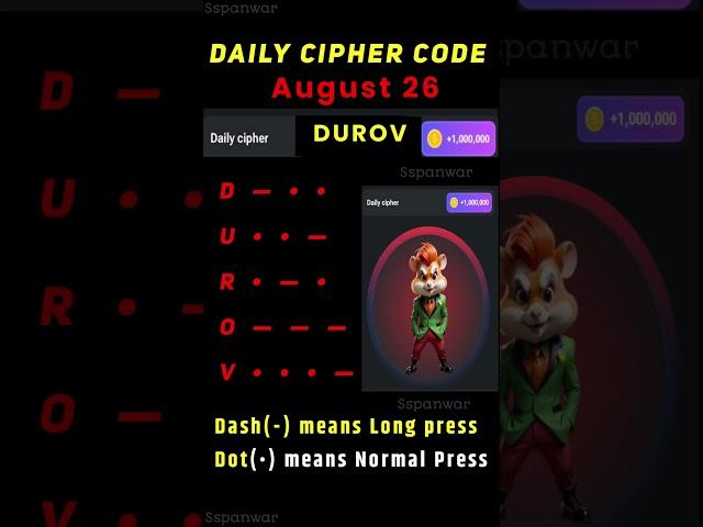 Daily cipher hamster kombat today | 26 August hamster kombat daily cipher combo | 5 million coins