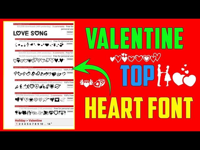 Top 100 valentine and Heart Font  | Heart font style download ststus | Heart font Free download