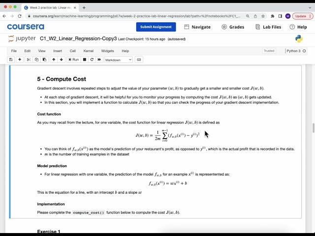 Machine Learning Coursera | Lab: Linear Regression