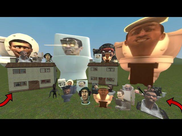 Skibidi Toilet Nextbots Family Vs Houses In Garry's Mod !!