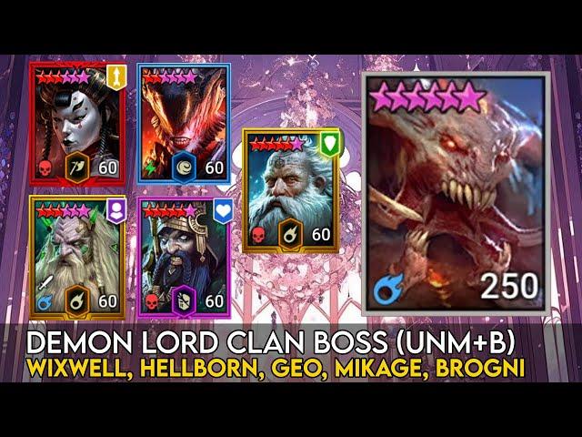 UNM Clan Boss - Wixwell, Hellborn, Geomancer, Mikage, Brogni | Raid Shadow Legends Guide