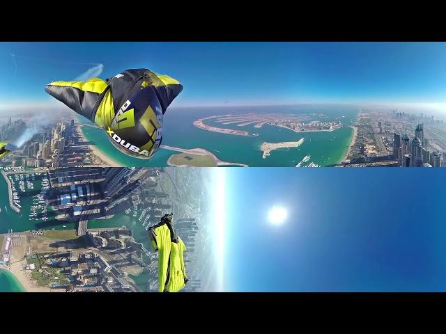 Wingsuit 360 degree video over Dubai