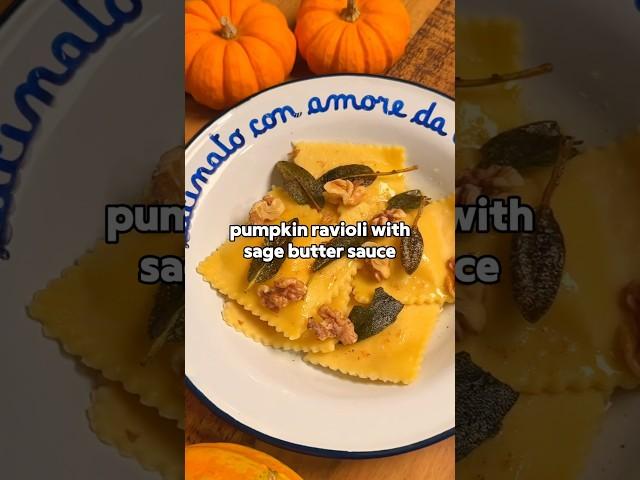 Cozy Fall Dish: Pumpkin Ravioli With Sage Butter Sauce #ravioli #recipe #pumpkinrecipe #italianfood